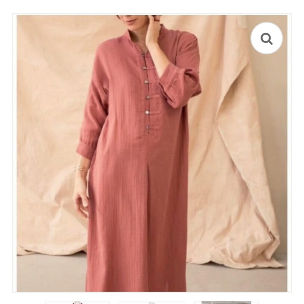 Women’s Maxi Dress in Dusty Rose - Long Sleeve Button Placket